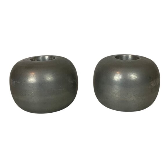 Set Of 2 Inhabit Aluminum Tea Light Candle Holders Modern Decor - Picture 1 of 6
